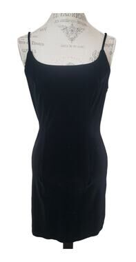 Born In America Vintage Sexy Black Velvet Spaghetti Strap Dress Made is USA